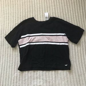 Navy Blue Tee with Pink and White Stripes